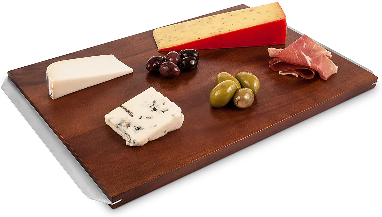 Price:$39.99 Acacia Wood Cheese Board with Handles Contemporary Kitchen Appetizer Serveware Tray for Charcuterie and Snacks, 16 by 10 Inches: Cheese Plates