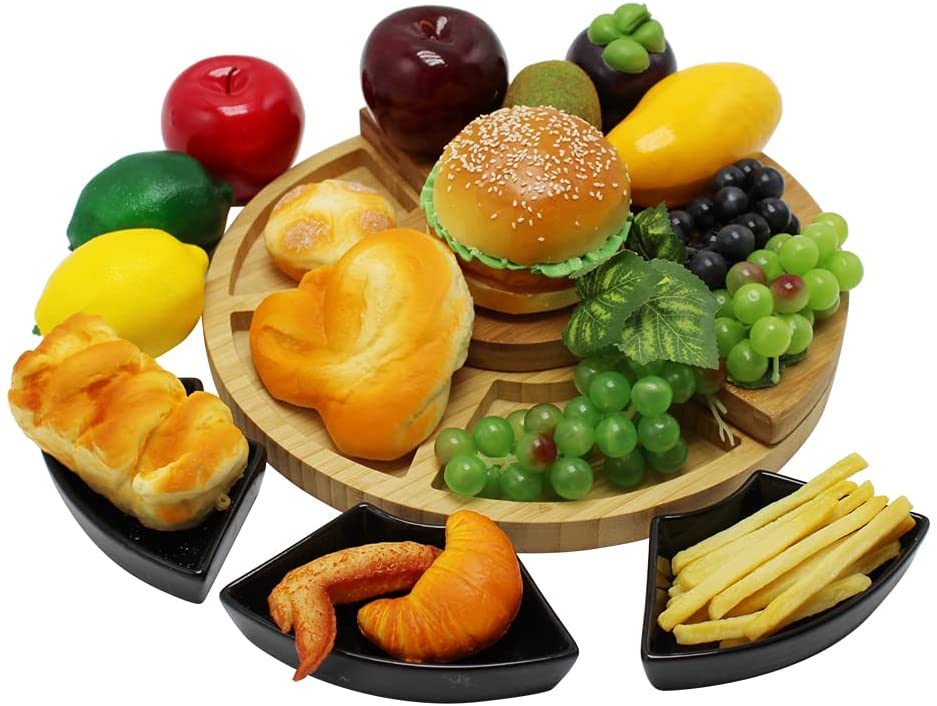 Price:$49.99 GRANDROSÉ Round Cheese Boards Charcuterie Platter Turntable Serving Set Round Cheese Cutting Board and Knife Set for Entertaining and Serving: Cheese Plates