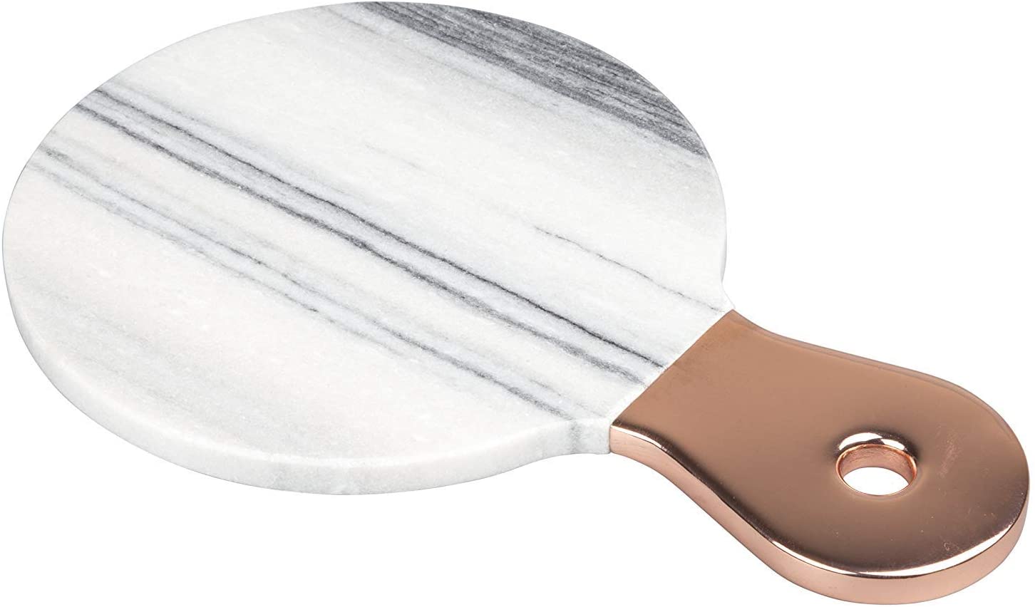 Price:$19.70 Home Natural Grey Marble Cheese Serving Paddle Board with Stainless Steel Copper Trim Handle: Cheese Plates