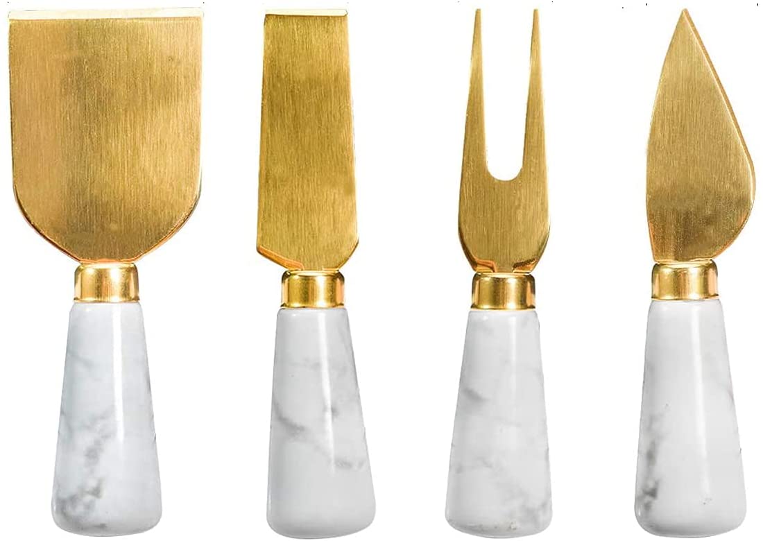 Price:$19.99 Cheese Spreader Knife Set with Marble Handle, Cute Cheese Knives Cutter Slicer for Marble Cheese Board, Cheese Spatula for Cheese Board Accessories, Gift for Parties, Holiday, Weddings - Gold: Home & Kitchen