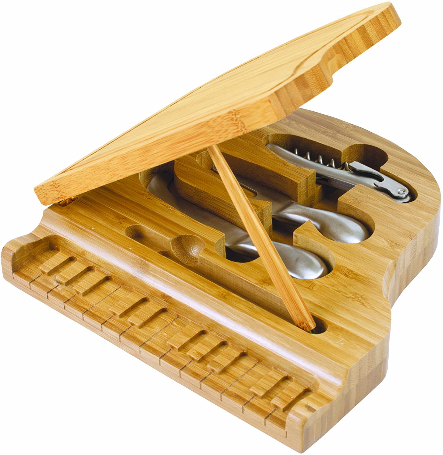 Price:$42.86 - a Picnic Time Brand Piano Bamboo Cheese Board/Tool Set, 9-Inch: Cheese Knives: Home & Kitchen