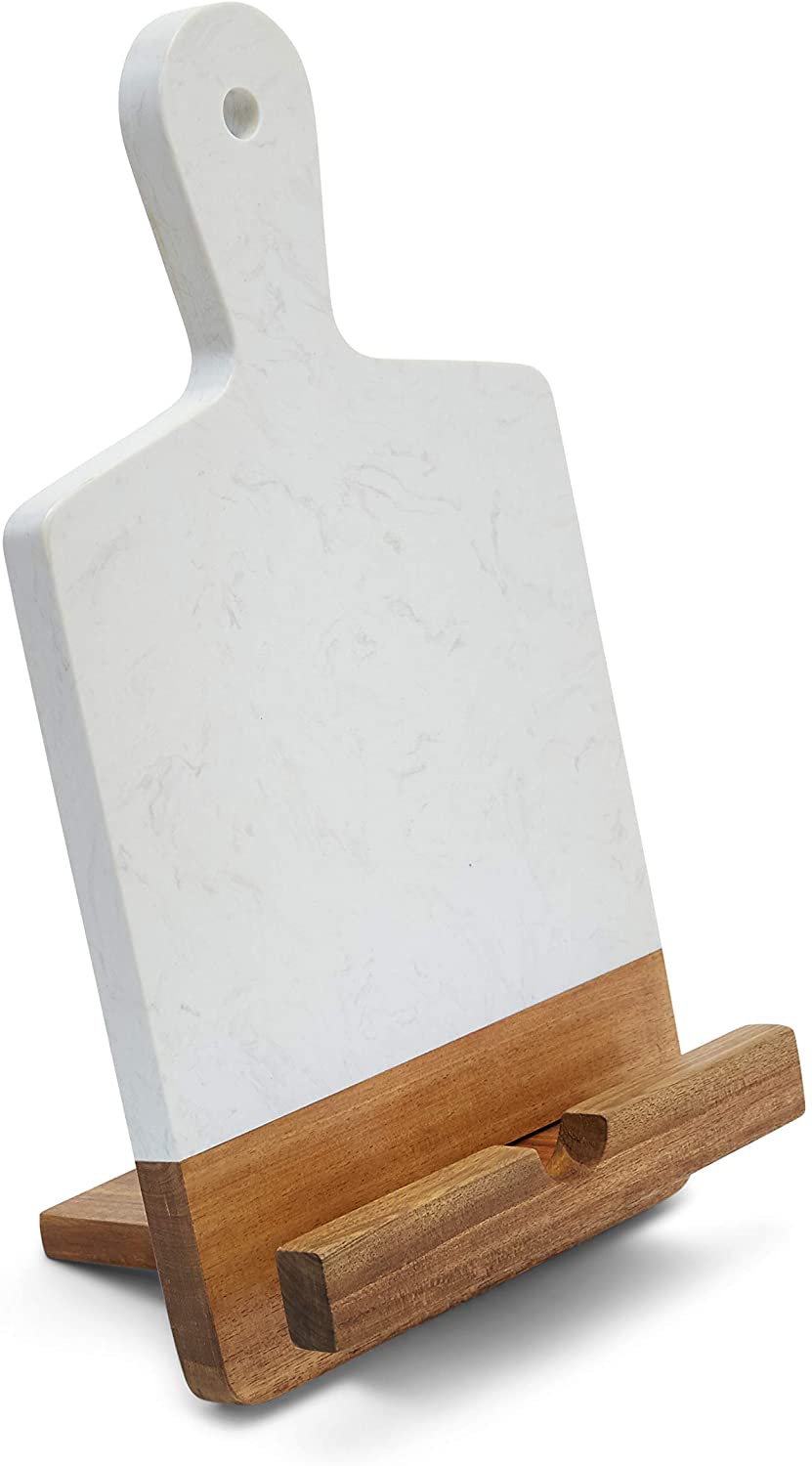 Price:$69.99 COTTAGE Marble Acacia Wood Cutting Board - CookBook Holder Adapter - Charcuterie Board - Genuine Marble Cheese Board - Great gift for Christmas, Mothers Day, Wedding, Housewarming - Two Toned: Home & Kitchen