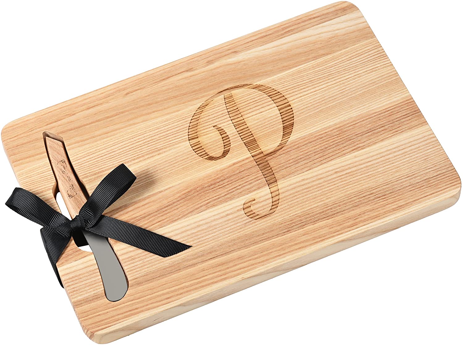 Price:$24.98 Ash Wooden Cheese Board with Spreader Initial P - 8.5 inch by 12 inch: Home & Kitchen