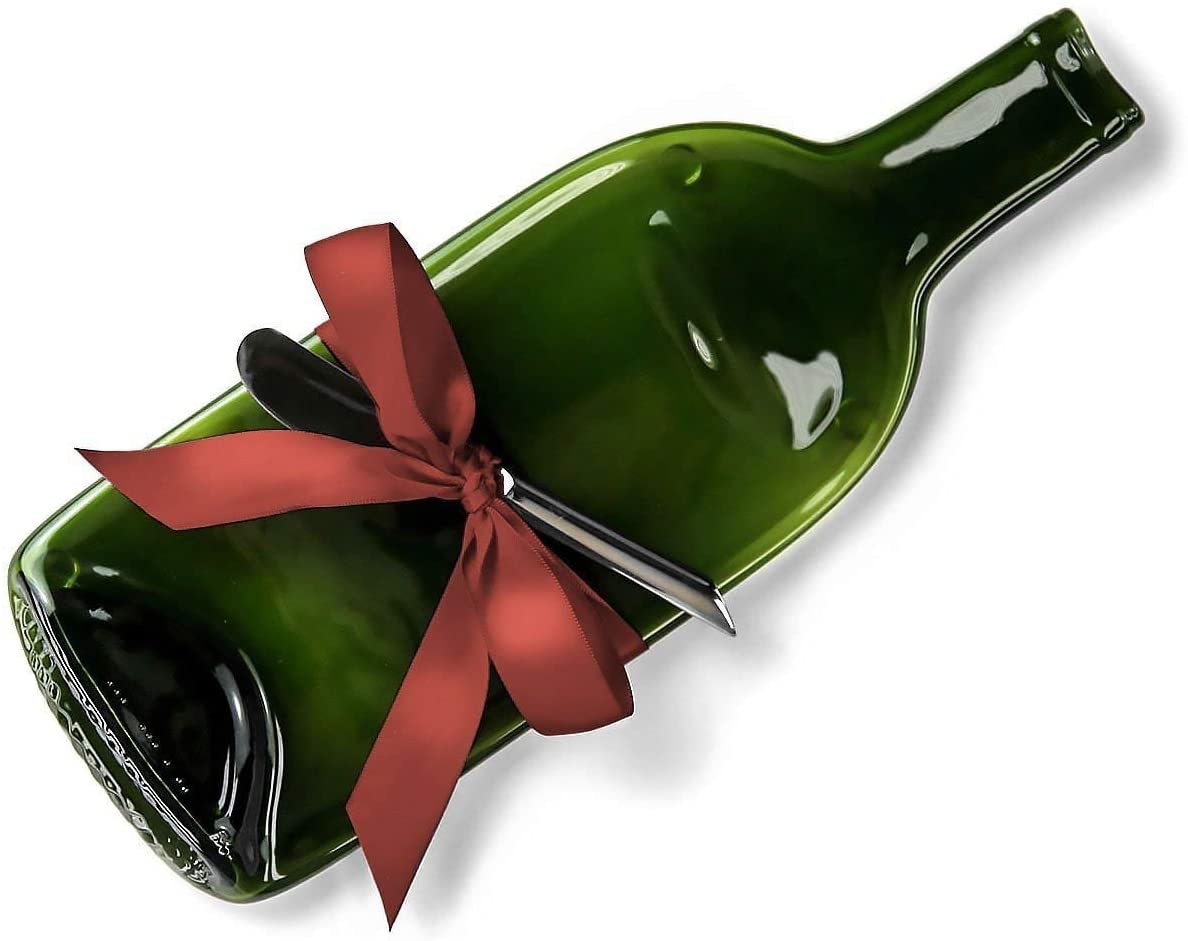 Price:$32.95 Wine Bottle Cheese Tray with Cheese Spreader by Mitchell Glassworks Handmade in USA: Home & Kitchen