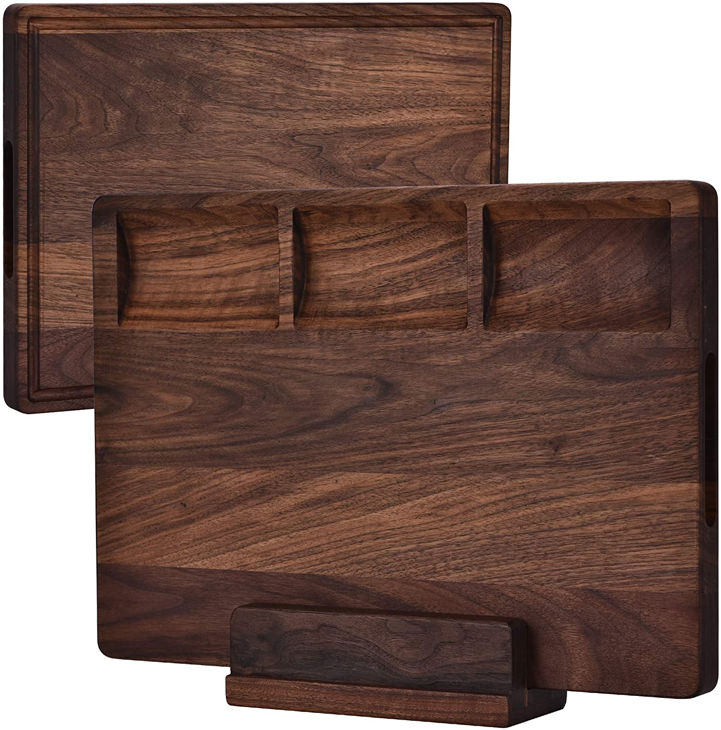 Price:$69.97 Large Walnut Wood Cutting Board - 17x12 American Hardwood Reversible Design w/ Stand, Juice Grooves and Handles - Thick Chopping Butcher Block Board by the Apace Living Premier Collection: Home & Kitchen