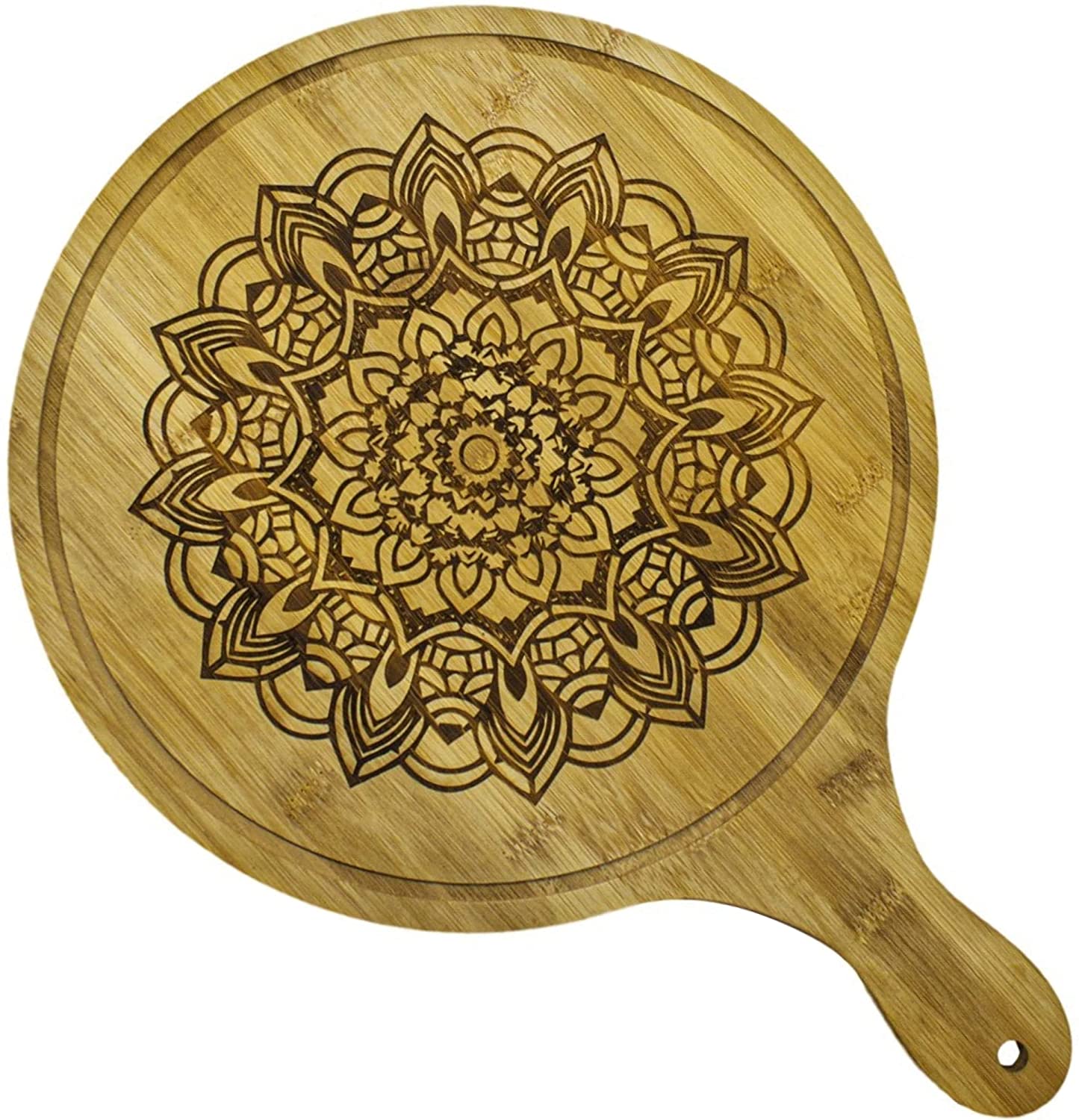 Price:$19.99 Charcuterie Board in Luxury Bamboo. 12inchD Beautiful Wooden Tray as Cheese Platter, Appetizer Serving Tray, Boho Tray, Rustic Tray, 17x12x0.39: Platters