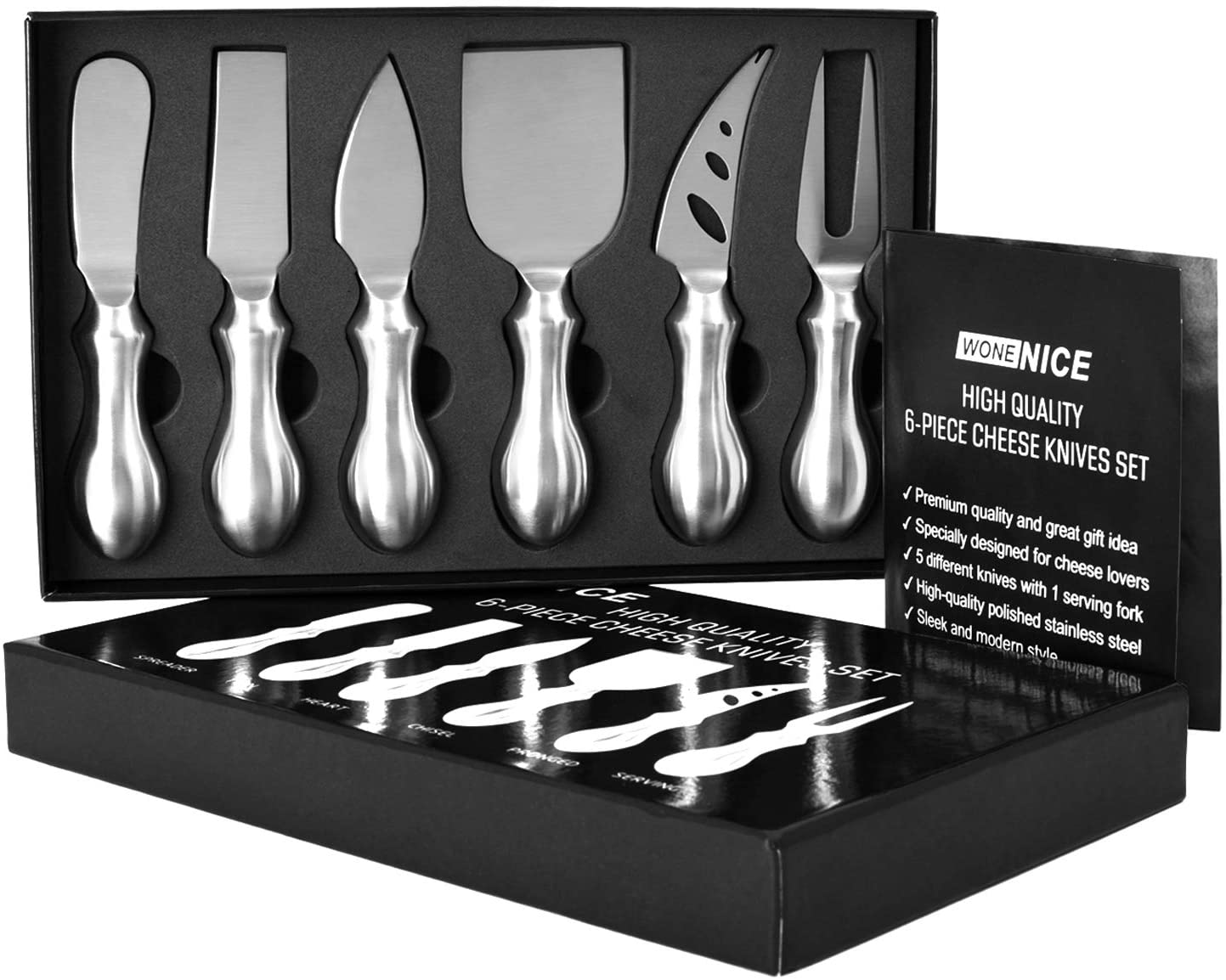 Price:$26.99 Premium 6-Piece Cheese Knives Set - Complete Stainless Steel Cheese Knife Collection, Gifts for Birthday/Parties/Wedding/ Bridal Shower/ Housewarming/Thanksgiving/ Christmas: Home & Kitchen