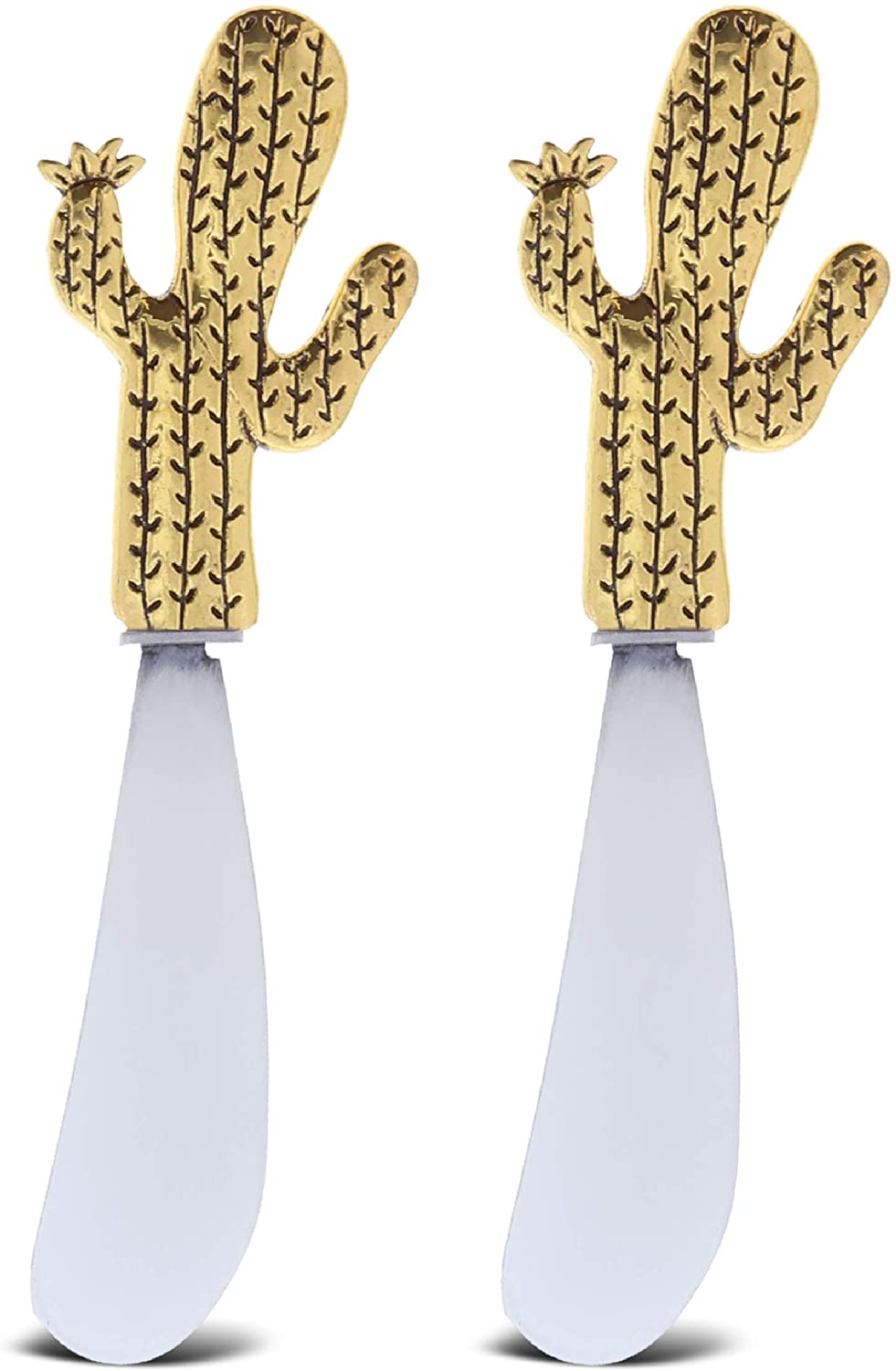 Price:$15.49 Gold Stainless Steel Dip & Cheese Spreader, Condiment & Butter Spreader Utensils For Appetizer Spread on Party Charcuterie Board, Metal Cheese Spreaders Kitchen Set of 2-4.7" - Cactus: Home & Kitchen