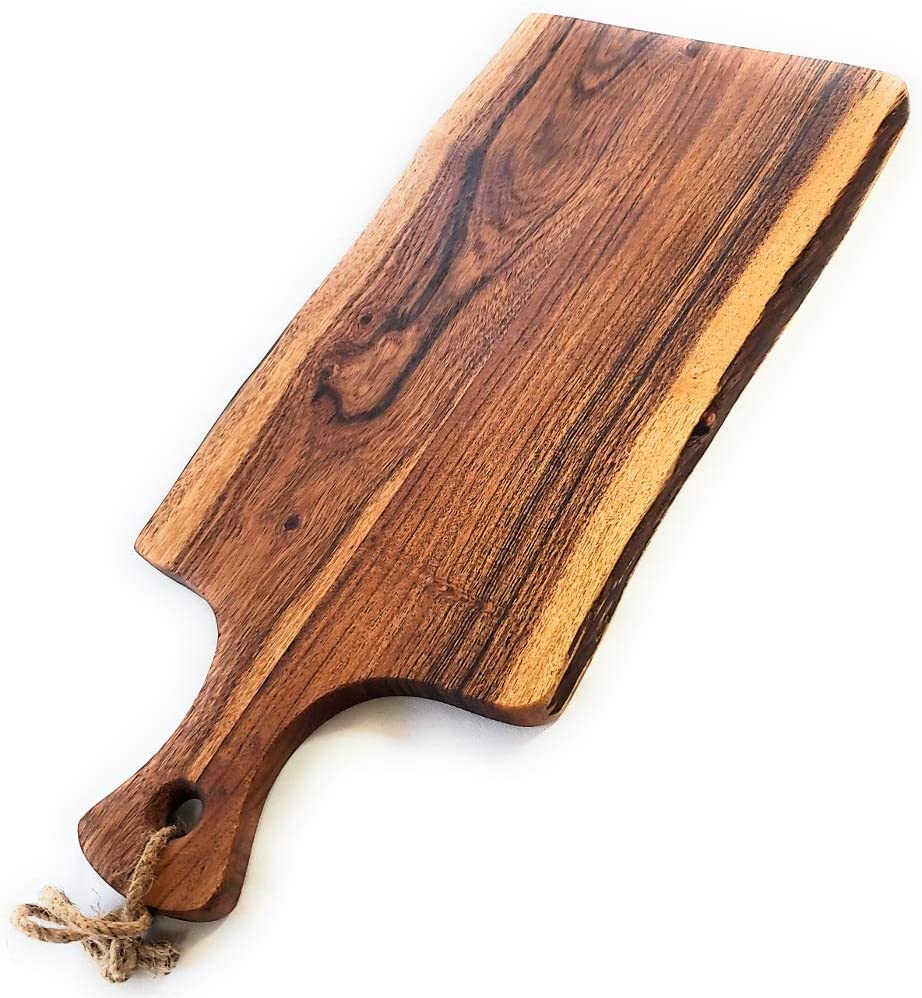 Price:$62.65 - Extra Large Premium Natural Live Edge Acacia Charcuterie Cheese Board Serving and Cutting Tray with Handle: Home & Kitchen