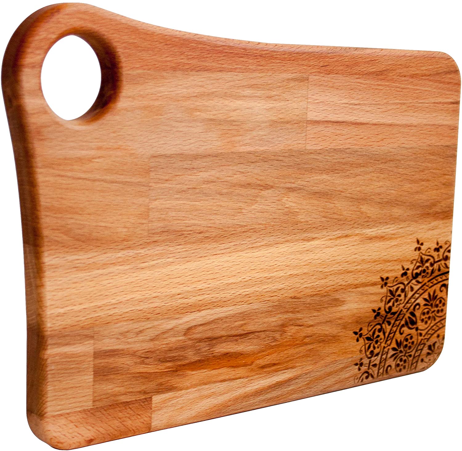 Price:$25.95 Unique Design! Authentic Engraved Wood Cutting Board For Kitchen, Wooden Chopping Vegetables, Cheese and Meat, Multipurpose Serving Tray, Butcher Block With Handle / Carrying Hole: Home & Kitchen