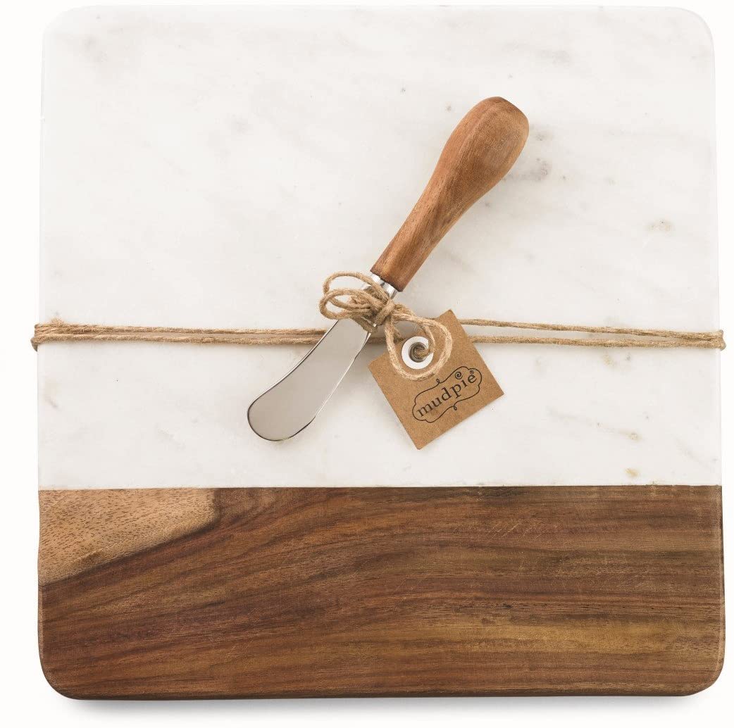 Price:$31.18 Pie Marble and Wood Serving Board and Spreader, White: Home & Kitchen