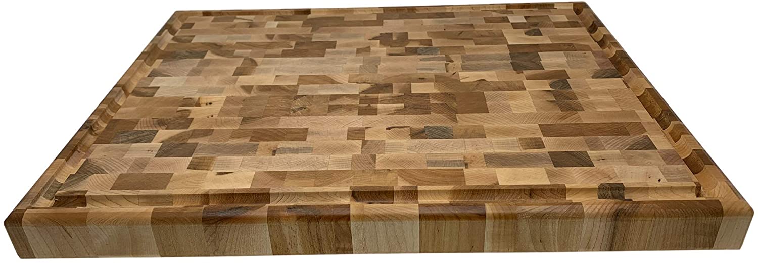 Price:$119.95 Board - Extra Large End Grain Maple Wood Board with Juice Groove, Pastry Board, Cheese Board 40 cm X 49.5 cm X 3.5 cm Thick, with 4 Rubber Feet Table Countertop Block: Home & Kitchen
