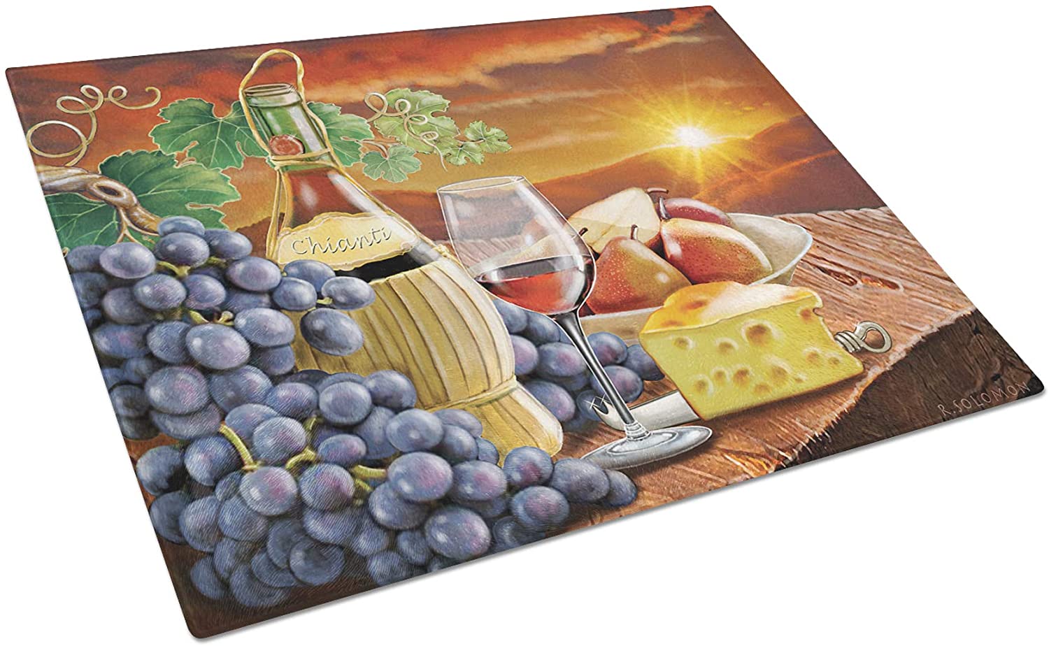 Price:$29.95 Treasures PRS4029LCB Chianti, Pears, Wine and Cheese Glass Cutting Board Large, 12H x 16W, multicolor: Home & Kitchen