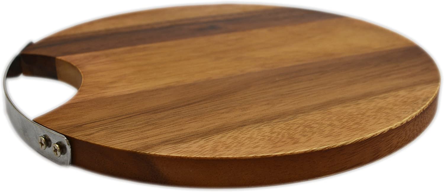 Price:$17.50 Round Wood Cheese and Serve Board with Stainless Steel Handle: Home & Kitchen