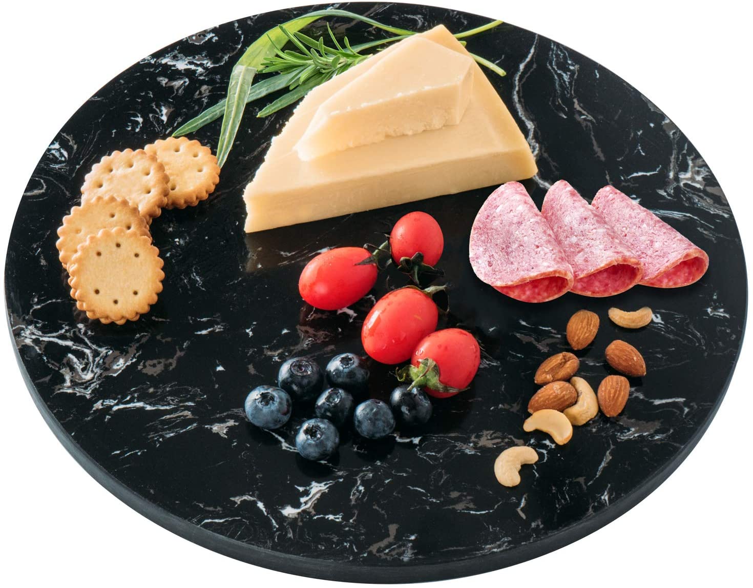 Price:$33.99 & Pebble Black Marble Cheese Board (12 Inches) – Marble Cutting Board - Round Charcuterie Board – Meat and Cheese Board - Elegant, Durable and Practical: Home & Kitchen