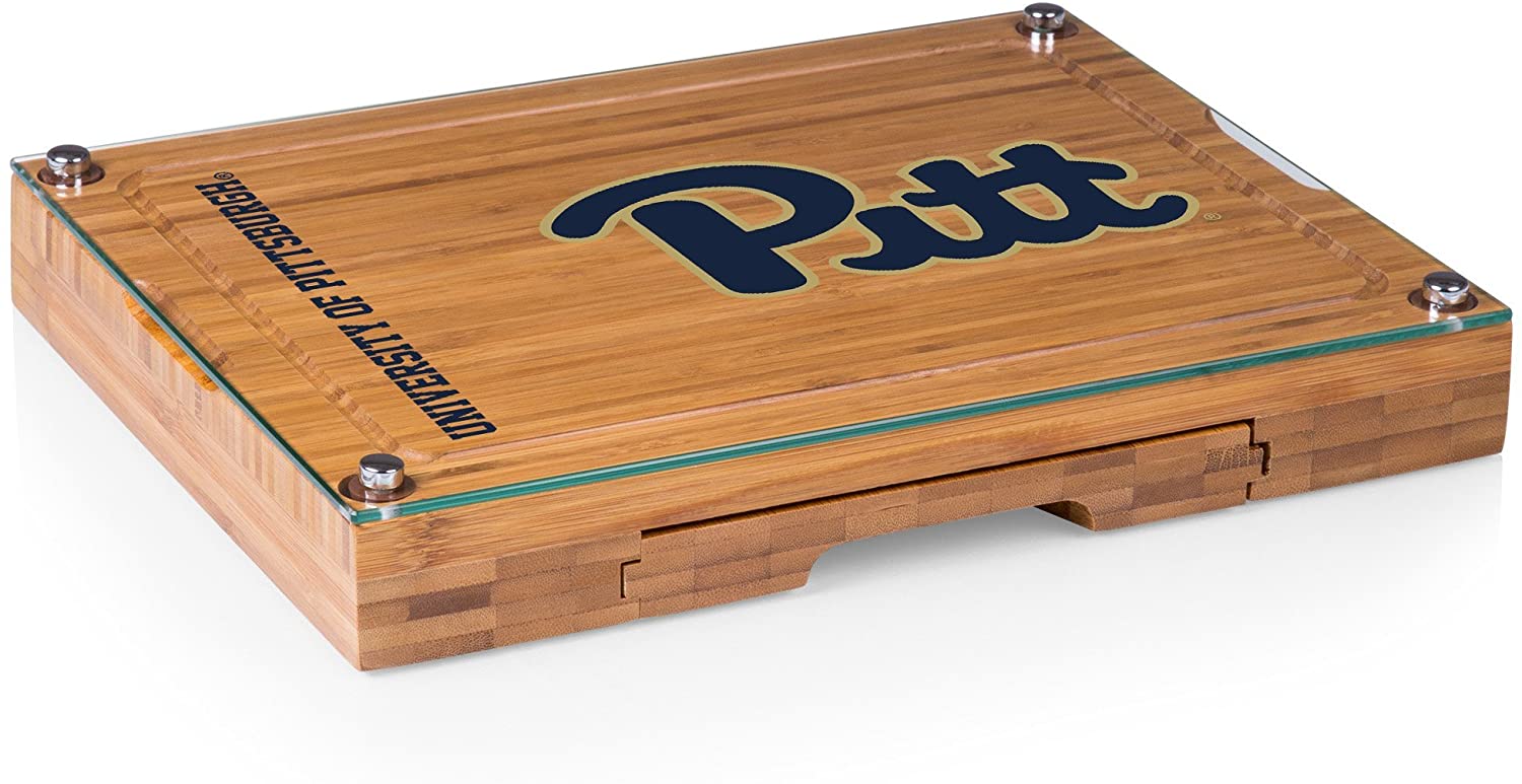 Price:$78.85 TIME NCAA Pitt Panthers Concerto Glass Top Cheese Board and Knife Set - Charcuterie Board Set - Glass Top Cutting Board : Home & Kitchen