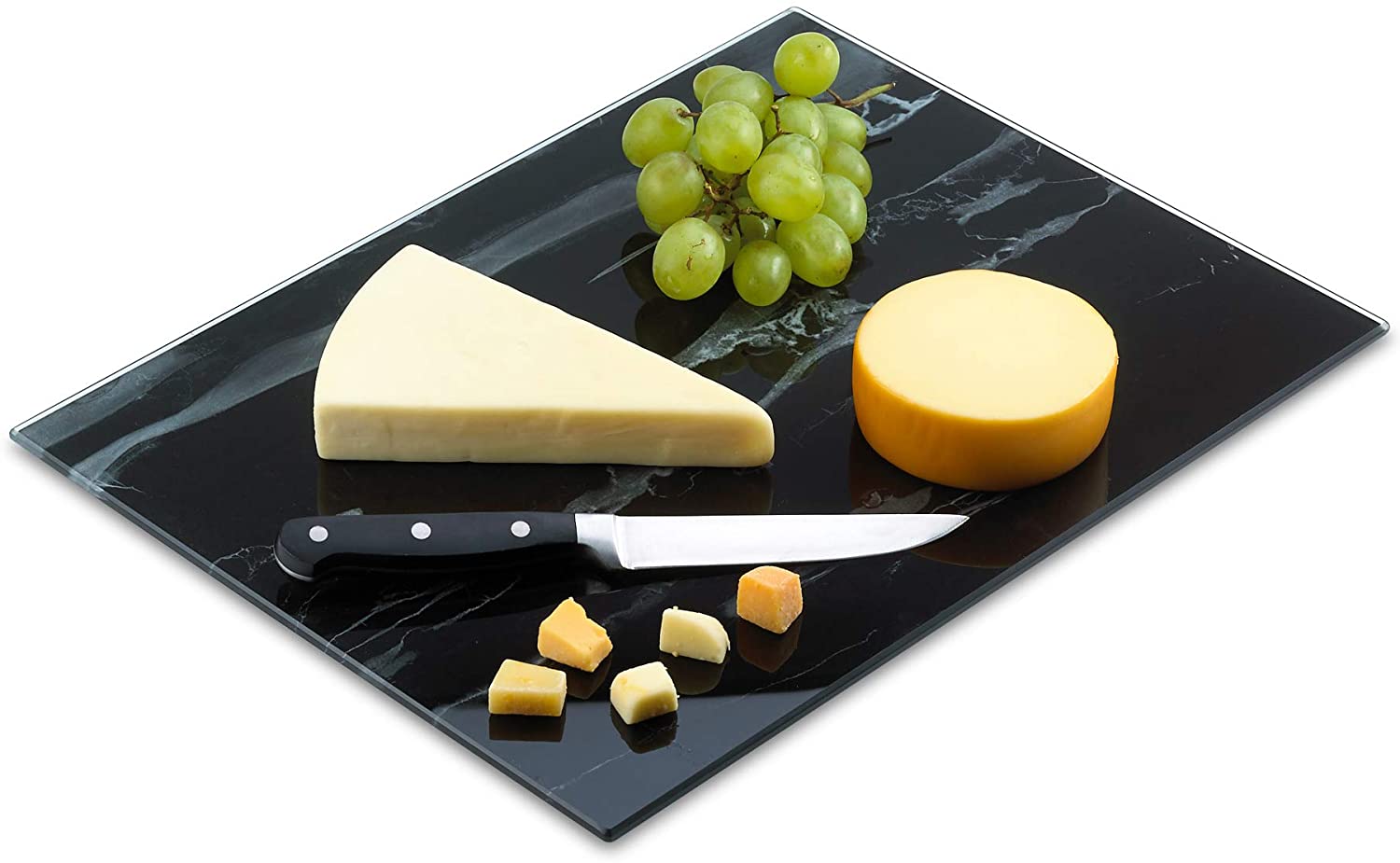 Price:$18.50 Glass Marble Pattern Cutting Board 12 x 16 Inch - Scratch, Heat, Shatter Resistant, Dishwasher Safe – Decorative Tray (black marble): Home & Kitchen
