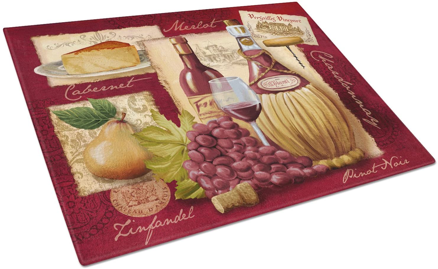 Price:$27.85 Treasures PTW2046LCB Wine and Cheese Glass Cutting Board Large, 12H x 16W, multicolor: Home & Kitchen