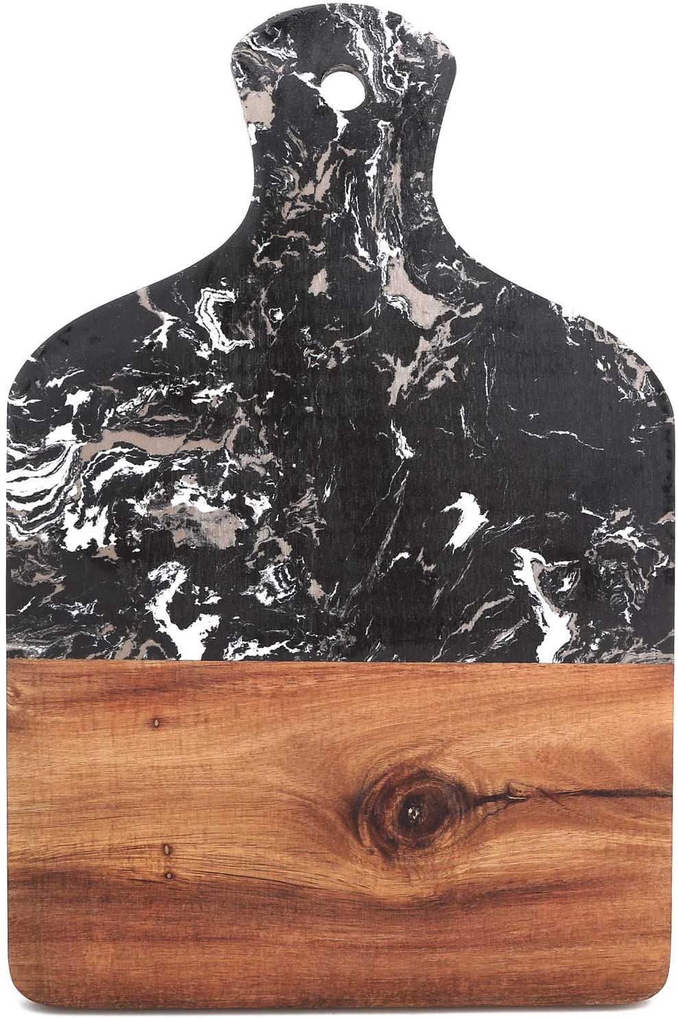 Price:$29.99 Acacia Wood Marble Cutting Board with Handle,Charcuterie Board Party Plate,Butcher Block Chopping Board Charcuterie Cheese Carving Serving,Suitable for Kitchen,Restaurants,Dining Room Baking: Home & Kitchen