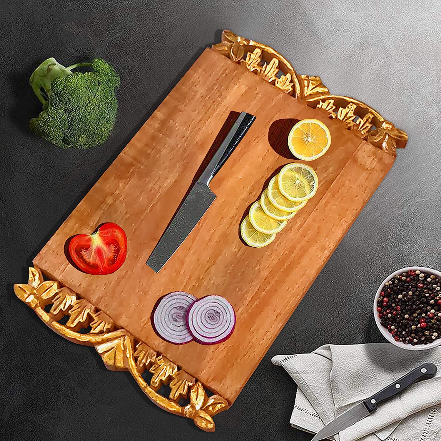 Price:$69.99 Decorative Cutting Board - 20"x12.5"x0.9" Large Hardwood Cutting Board (Thick Carved Wooden Chopping Board; Mango Wood); Use As A Vegetable Cutting Board, Or For Cheese, Charcuterie, Breads: Home & Kitchen
