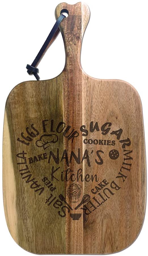 Price:$22.99 Kitchen Acacia Wood Cutting Board With Handle Hardwood Small Chopping Board for Kitchen –Wooden Charcuterie Board, Vegetables, Fruits, Bread, Cheese, Crackers Serving Platter – Reversible: Home & Kitchen