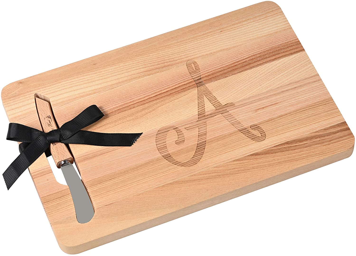 Price:$24.98 Ash Wooden Cheese Board with Spreader Initial A - 8.5 inch by 12 inch: Home & Kitchen
