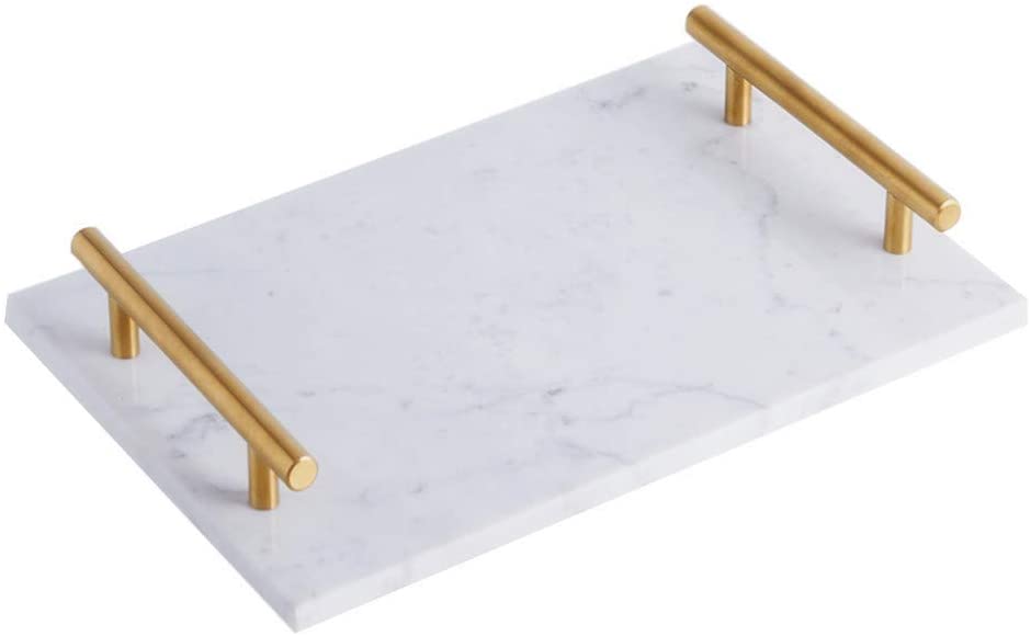 Price:$38.90 Natural Real Marble Tray, Catchall Key Perfume Tray, Serving Tray with Handles for Living Dining Room (Venato Carrara, 11.8Lx7.87W) : Home & Kitchen