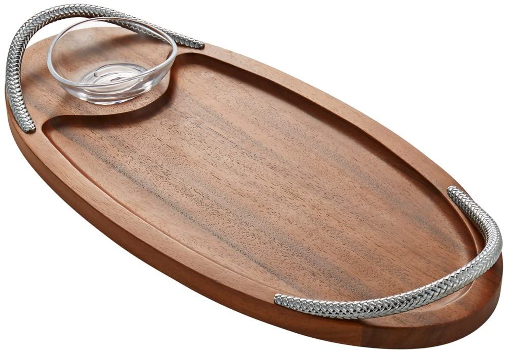 Price:$94.95 - Braid Collection - Acacia Wood Serving Board - Measures at 18" x 8.5" - Made with Acacia Wood with Chrome Plate and Glass - Designed by Sean O'Hara : Home & Kitchen