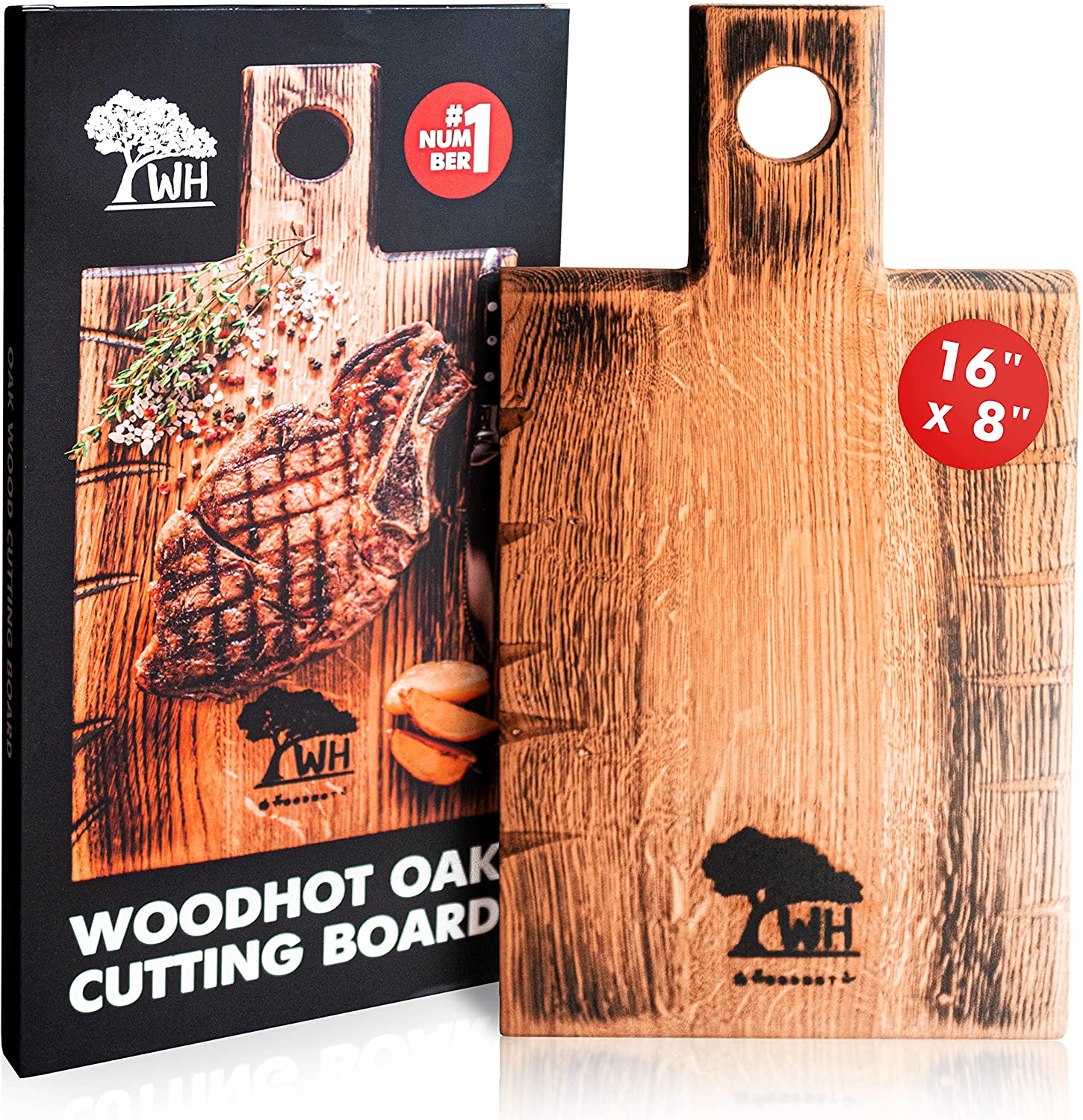 Price:$29.99 Natural Oak Wooden Cutting Boards for Kitchen with Handle for Meat, Vegetables, Cheese, Bread - 16 x 8 Inch: Home & Kitchen
