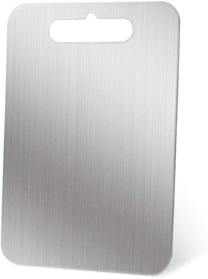Price:$18.96 Stainless Steel Cutting Board for Kitchen Fruit Choping Non-slip Easy Grip Board Heavy Duty Cut double-Sided Boards with Handle for Vegetables Meat Cheese 18.1 x 11.8in: Home & Kitchen