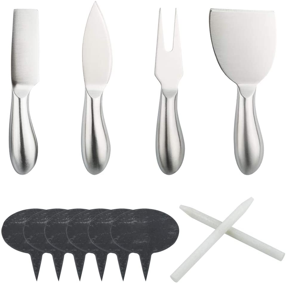 Price:$21.99 of 12, Stainless Steel Cheese Slicers with Cheese Markers and Soapstone Chalks, findTop 4 Pieces Cheese Slicer Cheese Cutter, 6 Pieces Natural Slate Cheese Labels, 2 Pieces Soapstone Chalks: Home & Kitchen