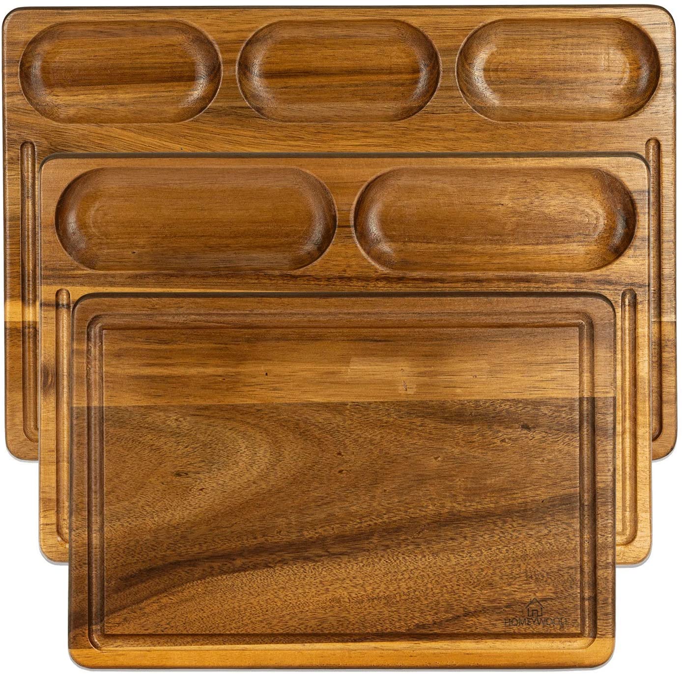 Price:$52.00 Multipurpose Thick Acacia Wood Cutting Boards 3 pieces Set Heavy Duty Wooden Chopping Boards With Deep Juice Grooves Best For Vegetables, Fruit, Bread and Cheese: Home & Kitchen