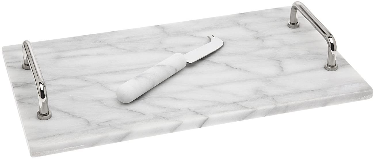 Price:$44.99 La Cucina Marble Cheese Board with Knife, 14.00L x 8.00W x 1.85H, Off-white: Home & Kitchen
