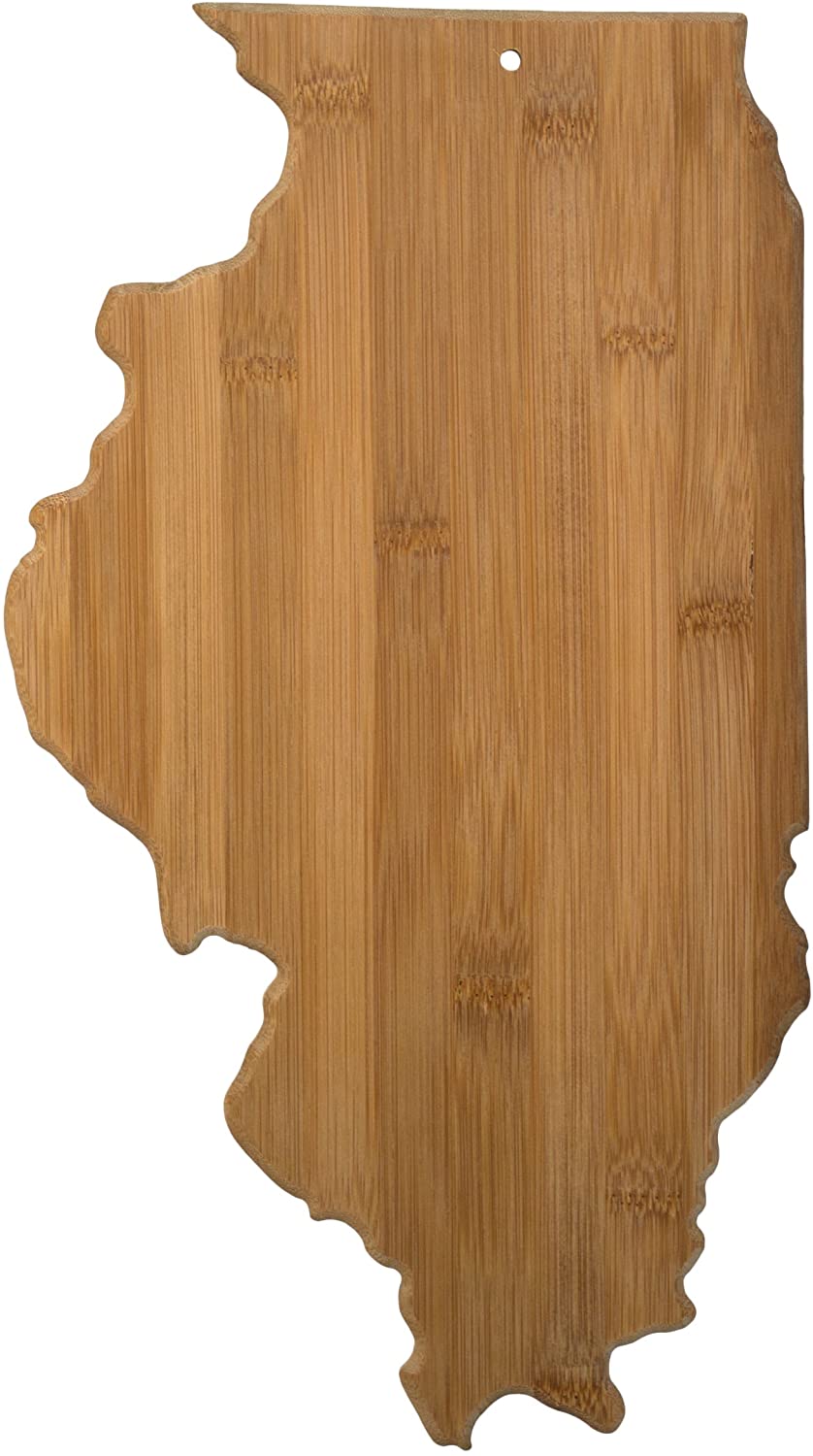 Price:$19.99 : Totally Bamboo Serving and Cutting Board Illinois State Shaped, Natural Bamboo : Totally Bambo Illinois : Home & Kitchen