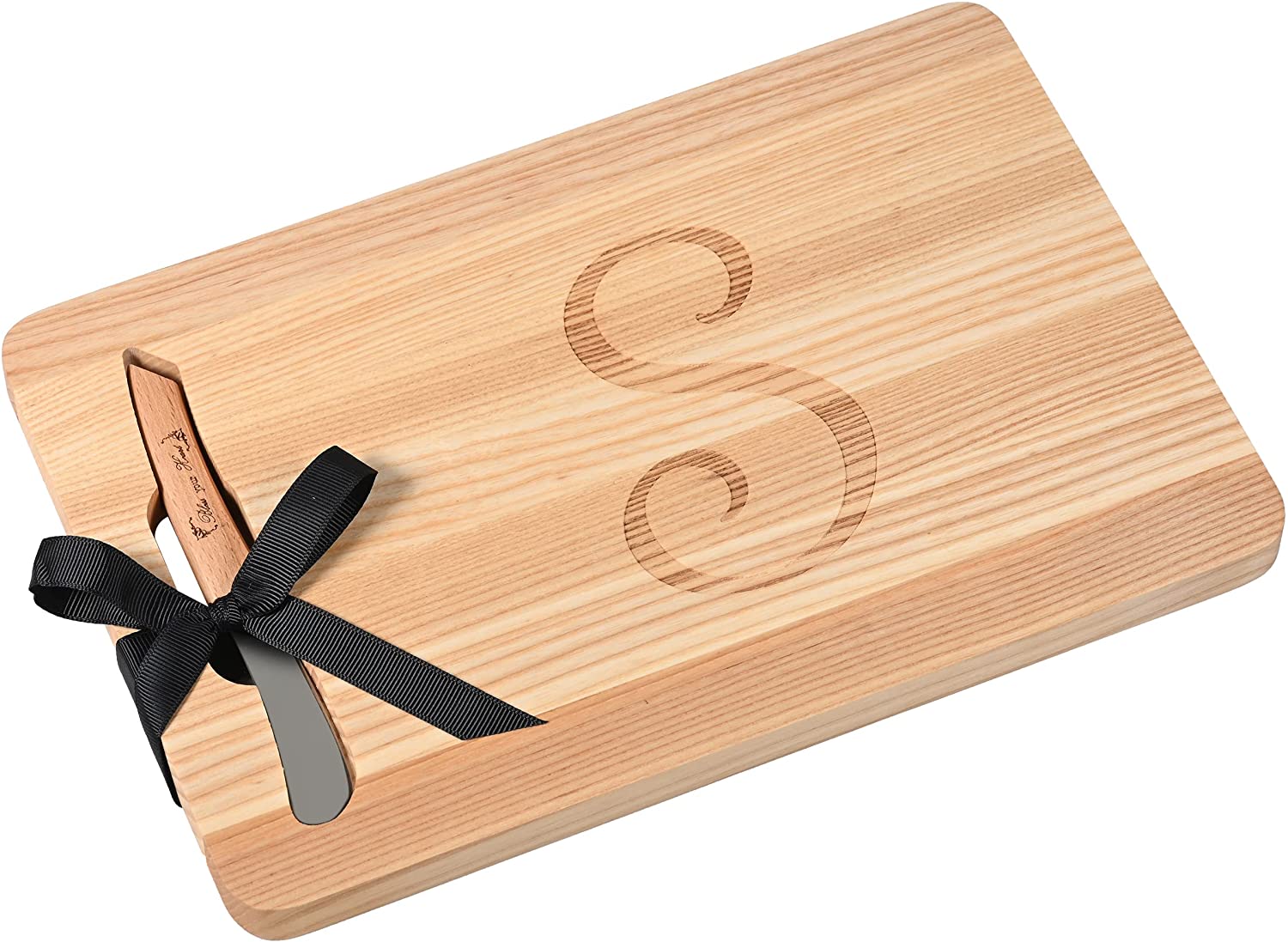 Price:$24.98 Ash Wooden Cheese Board with Spreader Initial S - 8.5 inch by 12 inch: Home & Kitchen
