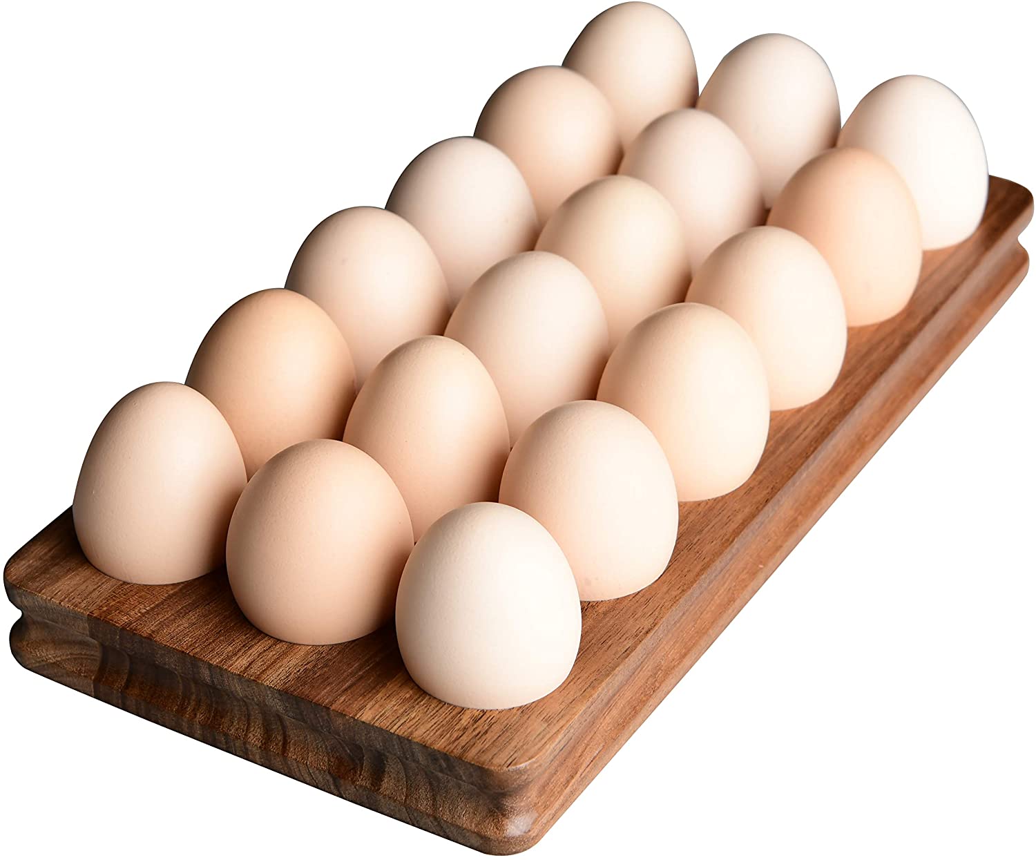 Price:$19.99 Wood Egg Tray, 18 Eggs, Rustic Wooden Egg Storage on Countertop, Egg Holder for Refrigerator, Charcuterie Board Cheese Serving Platter, Designed by S1EGAN: Deviled Egg Plates
