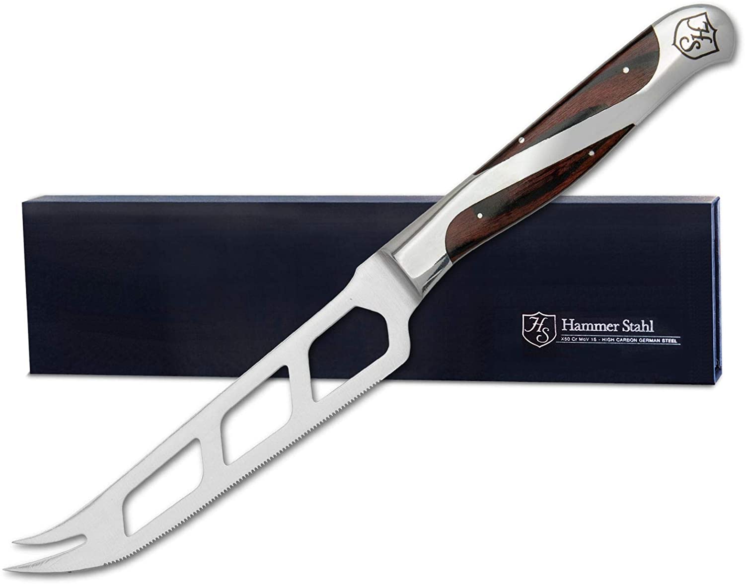 Price:$29.95 Stahl 5-Inch Cheese and Tomato Knife - Finely Serrated German Forged Stainless Steel Blade - Durable Quad-Tang Pakkawood Handle: Home & Kitchen
