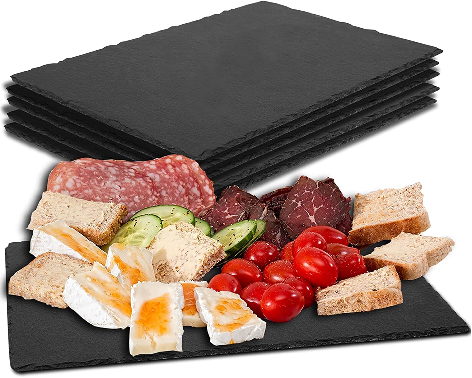 Price:$20.99 Pack Slate Cheese Boards, LAVEMCH 10” x 5” Charcuterie Boards Sussi Plate Stone Tray for Cheese, Meats, Appetizers, Dried Fruits, Gourmet, Black: Cheese Plates