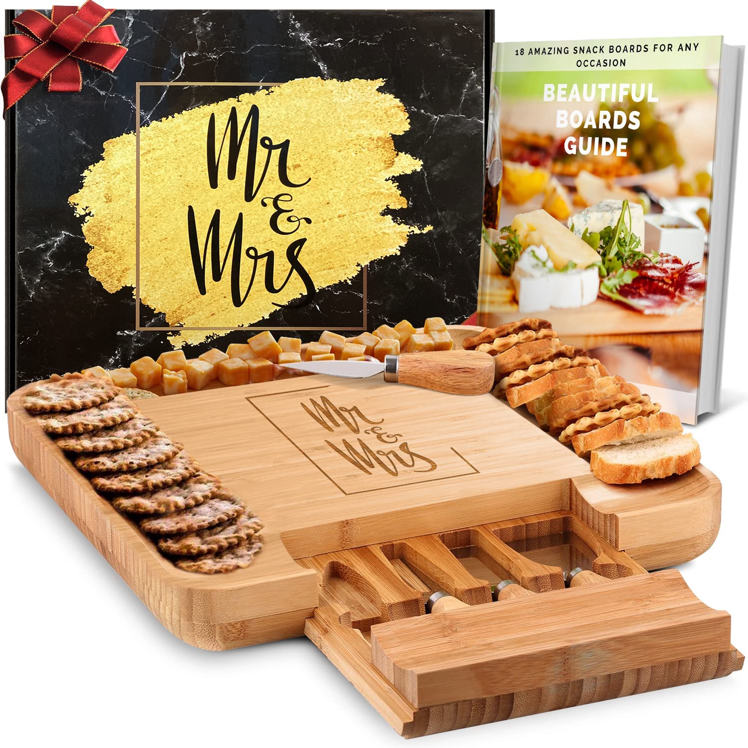 Price:$49.99 Mr and Mrs Cheese Board - Couples Gifts For Christmas, Cute Bridal Shower Gifts For Bride, Wedding Gifts, Anniversary, Engagement Gifts For Couples Newly Engaged Unique 2021, His and Hers: Cheese Servers