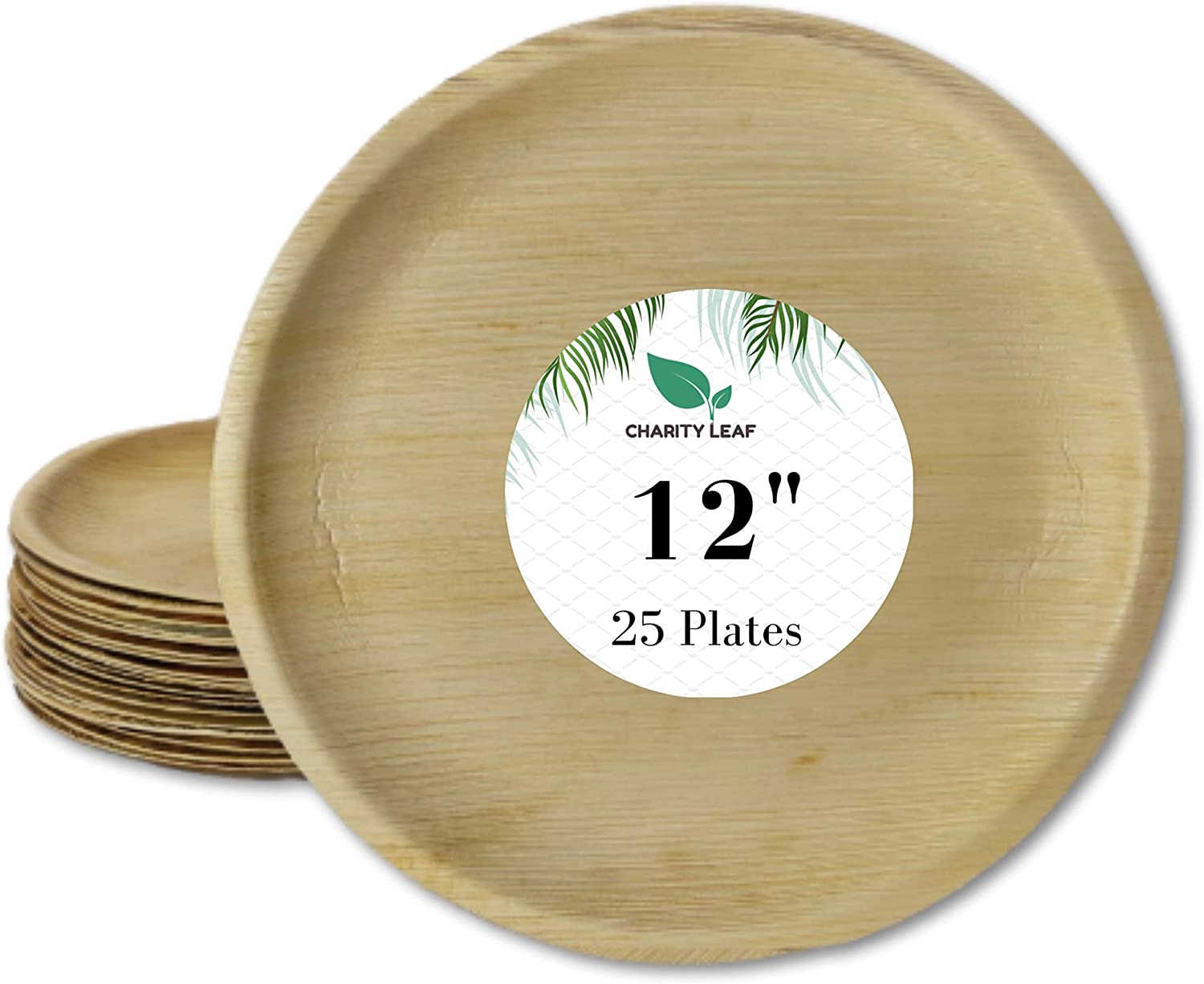 Price:$26.90 Leaf Disposable Palm Leaf Like Bamboo Round Plates & Serving Tray | All Natural and Biodegradable | Weddings, Charcuterie Boards, BBQs, and Parties | 12" Inch Round (25 pcs): Platters