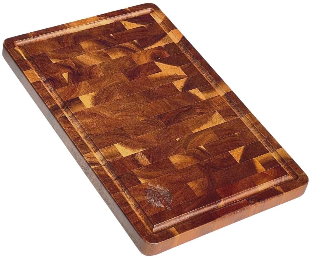 Price:$49.90 & Thick Wood Cutting Board | Natural End-grain Acacia Wood | 16.5"x11"x1" | Chopping Board | Ideal Serving Tray for Cheese & Meat: Home & Kitchen