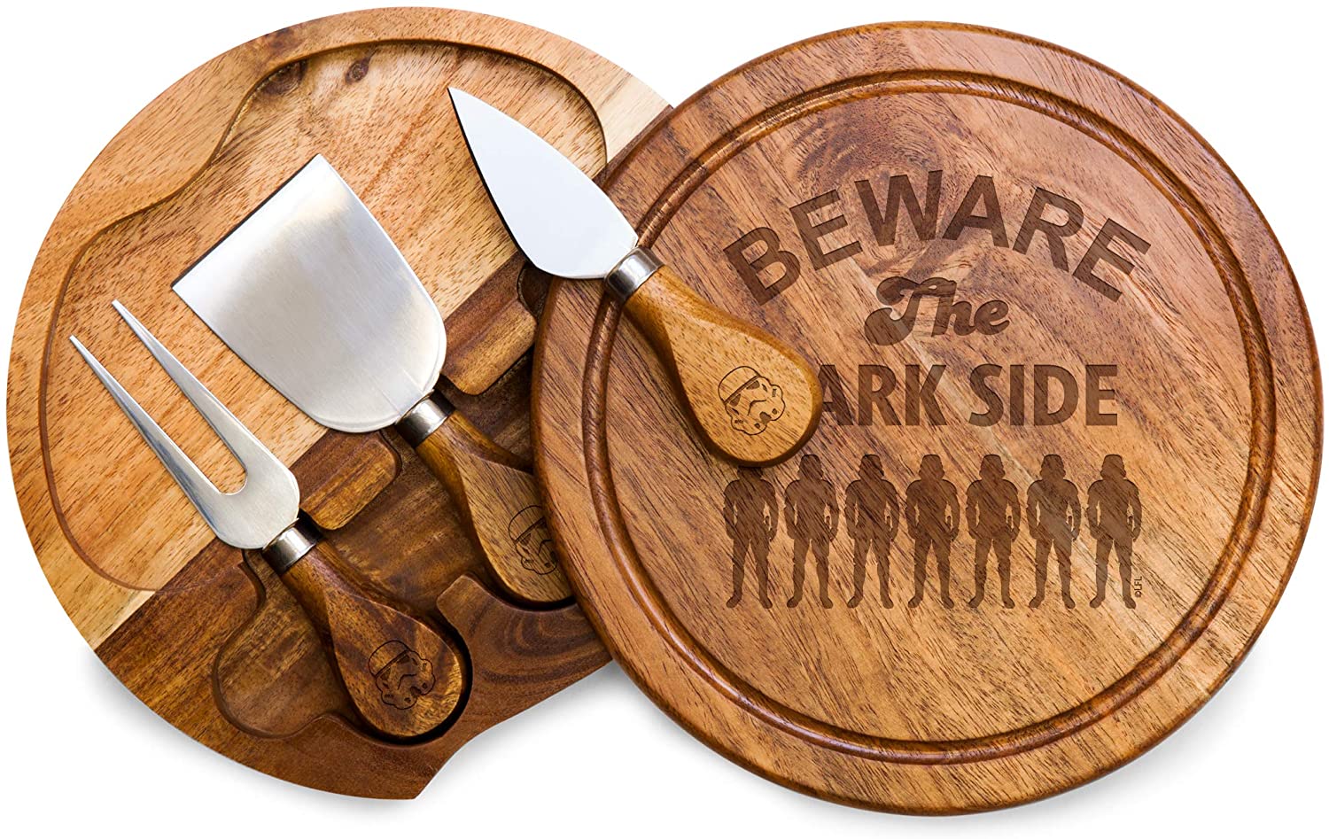 Price:$55.00 Wars Stormtrooper - Acacia Brie Cheese Board and Knife Set - Charcuterie Board Set - Wood Cutting Board, (Acacia Wood): Cheese Plates