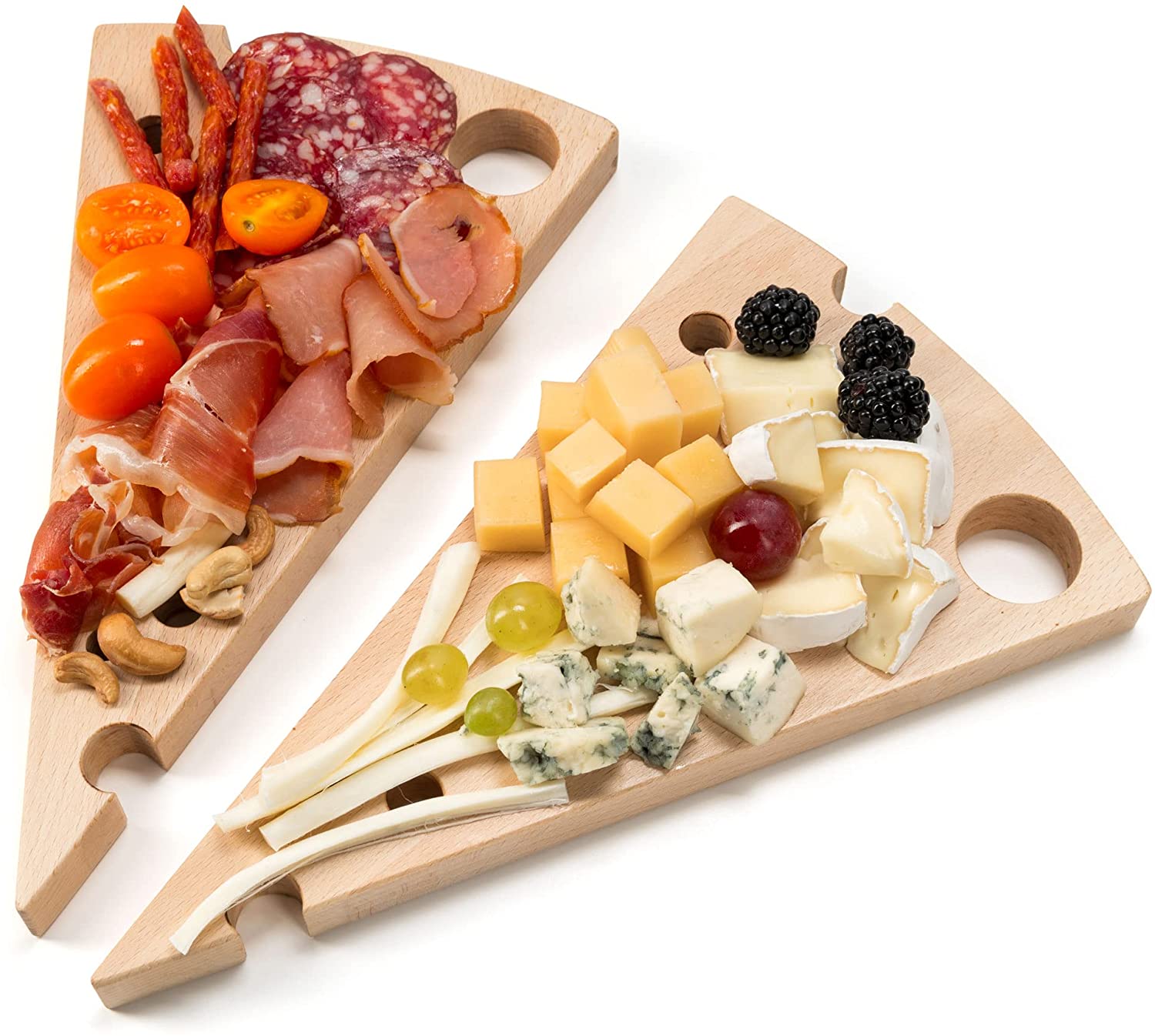 Price:$29.95 boards - Wood charcuterie board 2 in set - Serving Tray - Platters for serving Wine, Cheese, Meat - Serving dishes for entertaining - Natural Wooden Plates - Appetizer tray - Gift set: Plates