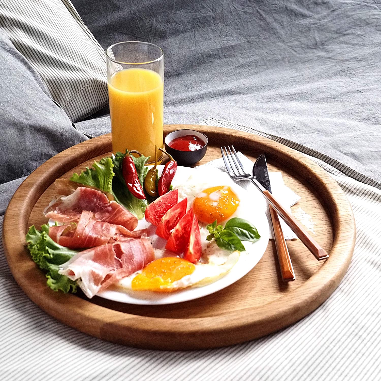 Price:$49.90 Large Serving Platter Charcuterie and Cheese Board 14 inches Wooden Round Coffee Table Tray Plate for Appetizer and Snack Beech Wood Kitchen Home Decor: Platters