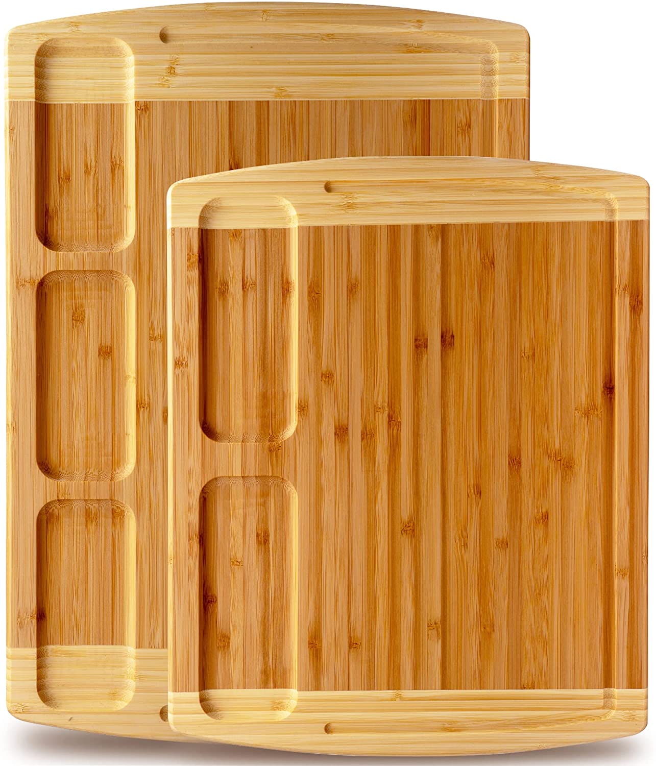 Price:$34.99 Chef Organic Bamboo Cutting Board for Kitchen with Built-In Compartments and Juice Groove - Wooden Chopping Board for Meat, Cheese Charcuterie Board with Handles, (Medium and XL): Home & Kitchen