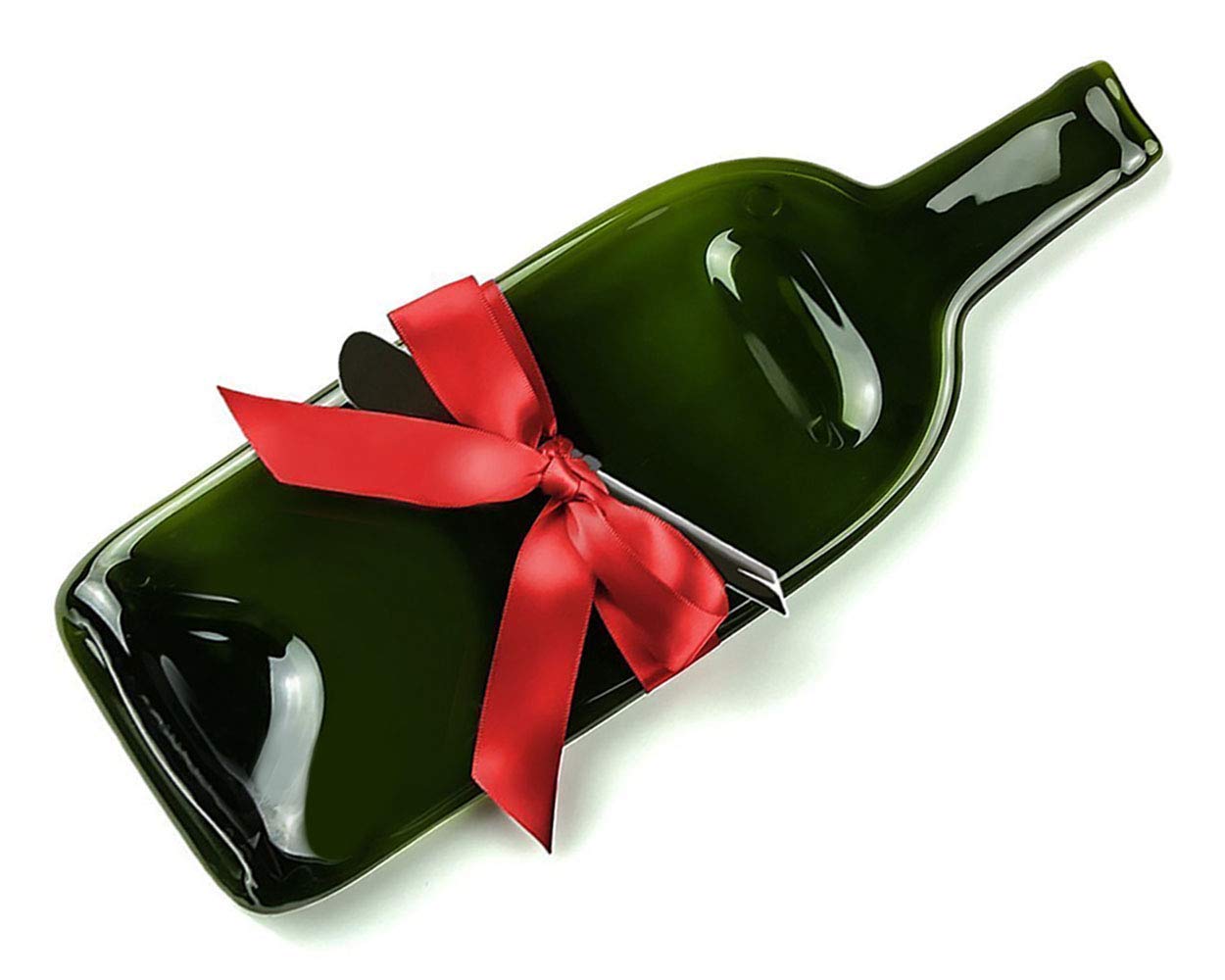 Price:$32.95 Wine Bottle Cheese Serving Tray with Cheese Spreader and Red Ribbon, Unique Christmas Gift by Mitchell Glassworks : Handmade Products