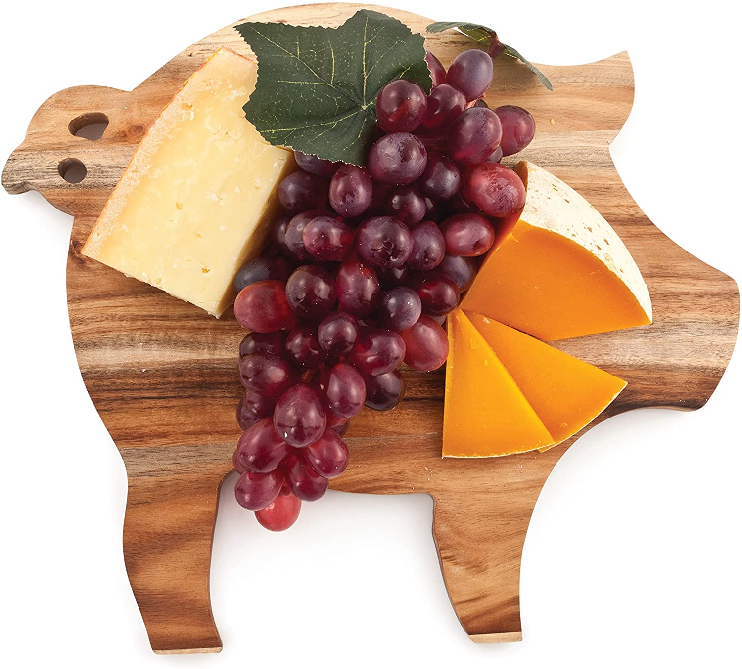 Price:$34.00 Rustic Farmhouse Pig Acacia Wood Cheese Board, Natural Wood, 11" by 9.8", Cute Gourmet Gift: Bar Cutting Boards: Cheese Plates