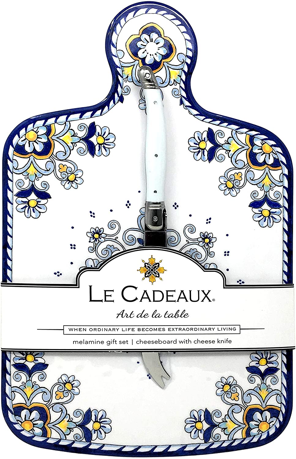 Price:$38.50 Cadeaux GS-CB-SOR Sorrento Melamine Cheese Board and Laguiole Cheese Knife Set: Cheese Plates