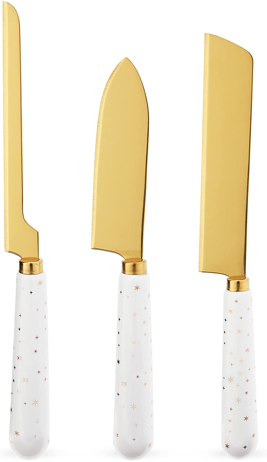 Price:$21.70 3 Piece Knives Set with Ceramic Star Pattern Handles for Hard and Soft Cheese, Set of 1, White: Home & Kitchen