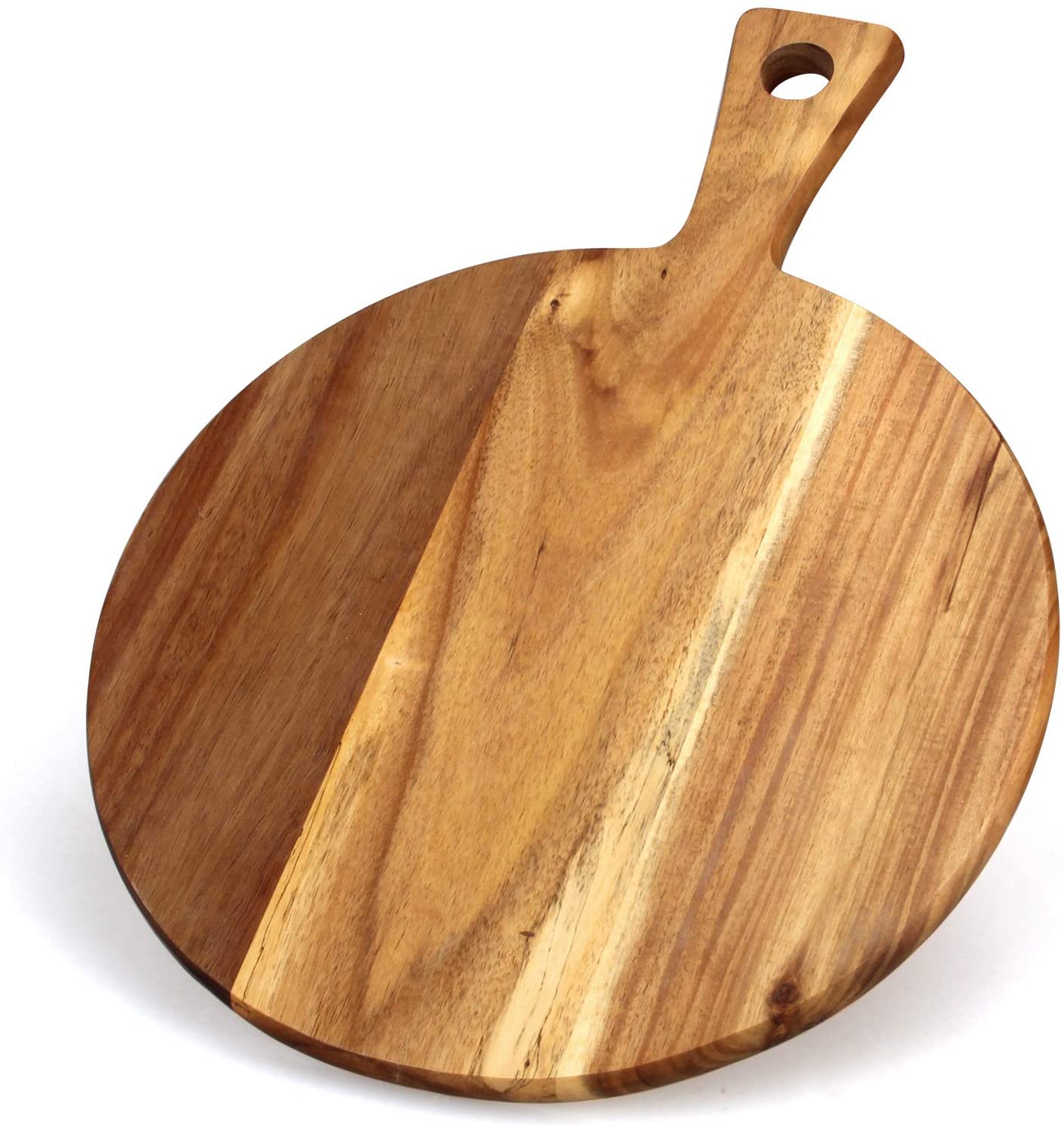 Price:$28.99 Acacia Wood Cutting Board with Handle Wooden Chopping Board Countertop Round Paddle Cutting Board for Meat Bread Serving Board Charcuterie Board Circular Circle Cutting Board: Home & Kitchen